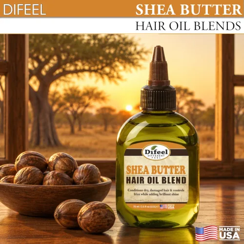 Vista 2 de Difeel - Mezcla de aceite para el cabello de manteca de karité, tamaño de viaje, 2.5 onzas