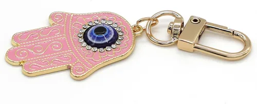 Vista 2 de Llavero contra el mal de ojo, llavero de mano Hamsa, dije de protección para hombres y mujeres, llavero de automóvil, bolsa y accesorios