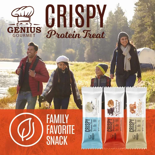 Vista 9 de Genius Gourmet Golosina de proteína crujiente, mantequilla de maní de chocolate, aperitivo Keto, bajo en carbohidratos, bajo en azúcar y sin gluten