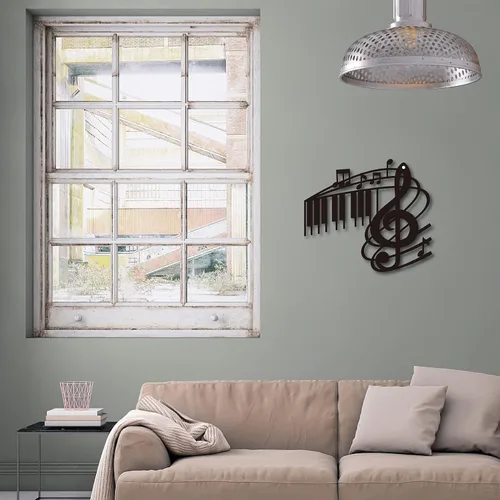 Vista 6 de CREATCABIN Arte de pared de metal para decoración de notas musicales, placas colgantes de hierro, letrero de escultura para interiores y exteriores