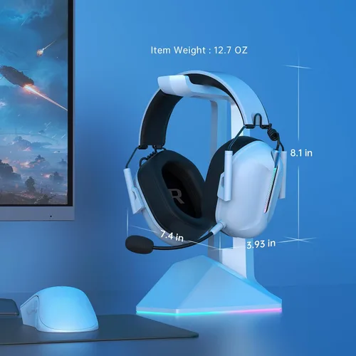 Vista 9 de Gvyugke Auriculares inalámbricos para juegos para PS5, auriculares USB de 2.4 GHz con micrófono para PS4, PC, Nintendo Switch, Mac, computadora
