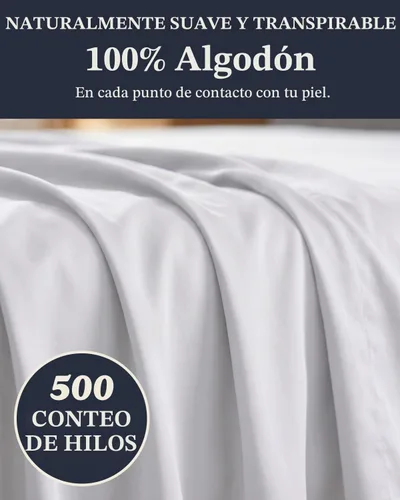 Vista 3 de Beckham Hotel Collection - Juego de sábanas de 100% algodón, tamaño individual, 3 piezas, color blanco
