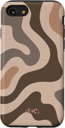 Vista 8 de iPhone 12 mini Retro líquido remolino Groovy café latte patrón marrón caja del teléfono