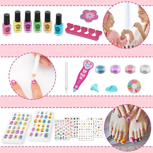 Vista 6 de BATTOP Juego de Esmalte de Uñas para Niñas, Kits de Arte de Uñas con Secador de Uñas y Pluma de Purpurina, Esmalte de Uñas de Secado Rápido