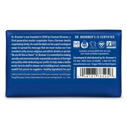Vista 2 de Jabones mágicos Dr. Bronner’s, jabón de Castilla puro, Menta de cáñamo, todo en uno, barras de 5 onzas (paquete de 6), Peppermint