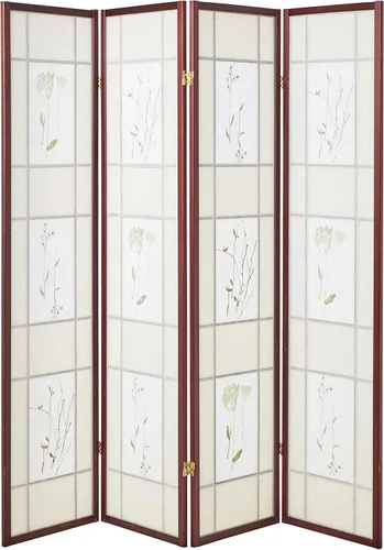 Vista 2 de ORE Pantalla Shoji de cuatro paneles internacional con acabado cereza