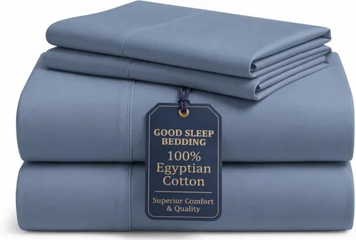Vista 19 de Good Sleep Bedding - Sábanas ajustadas suaves y transpirables, tamaño individual, 800 hilos, 100% algodón egipcio, tejido satinado, estilo hotel