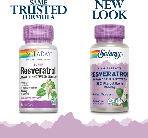 Vista 2 de SOLARAY Super Resveratrol w/pterostilbeno, tapa vegetal (Btl-plástico) 250mg 30ct