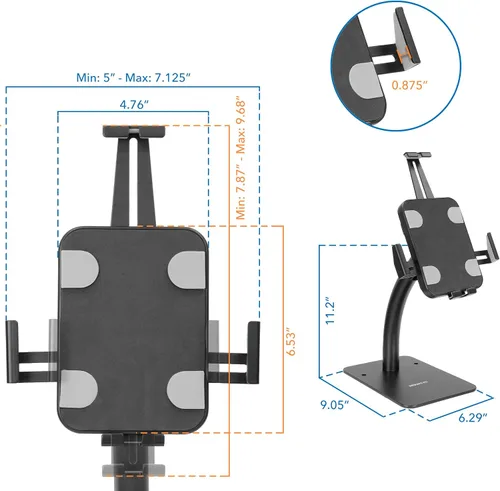 Vista 6 de Mount-It! - Soporte antirrobo para quiosco para tableta, universal, color negro Soporte para tablet POS para iPad de 7.9 a 11 pulgadas y tabletas