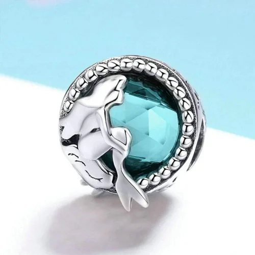 Vista 2 de Dije de plata de ley 925 para perro, dinosaurio, araña, gato, animal, delfín, ratón para pulsera Pandora