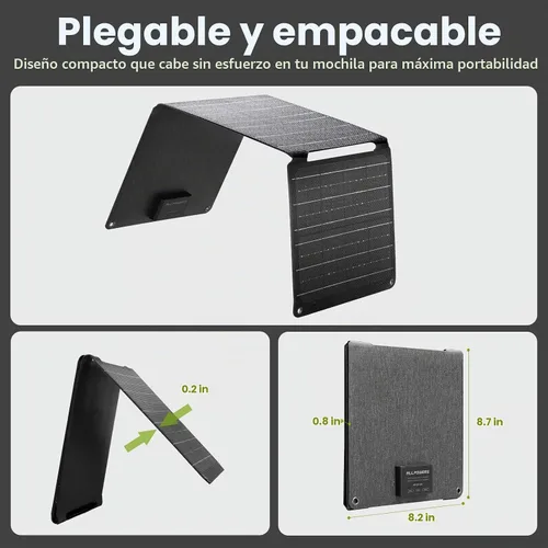 Vista 3 de ALLPOWERS Cargador de panel solar plegable de 21 W y 5 V, kit de carga solar SP001 con carga USB-A de 5 V y USB-C, panel solar portátil impermeable