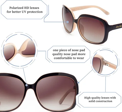 Vista 3 de LianSan Lsp301 lentes de sol extra grandes, polarizadas, para mujer
