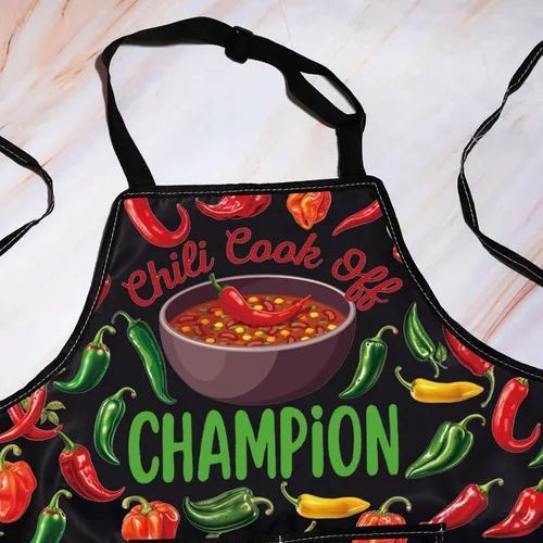 Vista 3 de WZMPA Chili Cook Off Champion - Delantal de cocina para chili, regalo de chef, delantales de cocina ajustables para hombres y mujeres