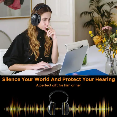 Vista 6 de Protección auditiva con Bluetooth, auriculares inalámbricos con cancelación de ruido 30 dB SNR, sin función de radio, orejeras de batería Batería