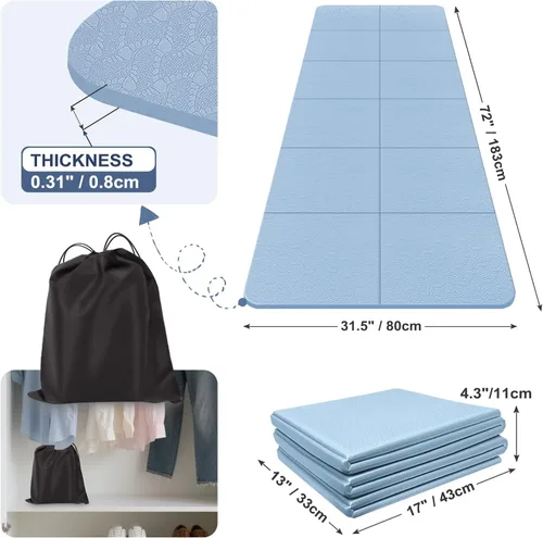 Vista 5 de Foldable Yoga Mat for Travel 72"x 32"x 0.32"Inch, 8mm Thick Folding Exercise Mat, Outdoor Non-slip Pilates Mat for Women & Men, Wide Yoga Mat