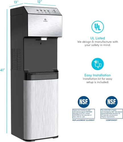 Vista 6 de Avalon Dispensador de agua eléctrico sin contacto y sin botella con BioGuard - 3 temperaturas, reloj digital con control de temperatura