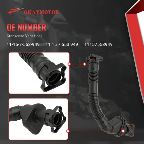 Vista 3 de OKAY MOTOR Manguera de ventilación del cárter para BMW 535i 135i 335i xDrive Z4 3.0L 11157553949 11 15 7 553 949