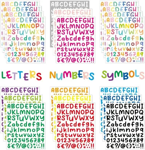 Vista 8 de 24 hojas de 5 cm de letras autoadhesivas en vinilo, letras mayúsculas adhesivas, pegatinas del alfabeto, número 318, letras autoadhesivas, pegatinas