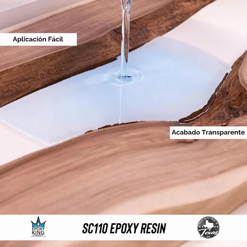 Vista 3 de Kit de resina epoxi con endurecedor, transparente, autonivelante, resistente a los rayos UV, fórmula no tóxica - Acabado de alto brillo para mesas