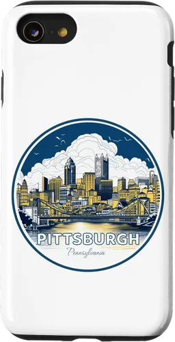 Vista 13 de Carcasa de acero para iPhone 14 Pittsburgh Downtown High Rise Building City Skyline