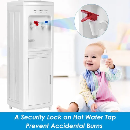 Vista 5 de ARLIME Dispensador de agua caliente y fría, dispensador de enfriador de agua de carga superior para botellas de 3 a 5 galones, bloqueo de seguridad