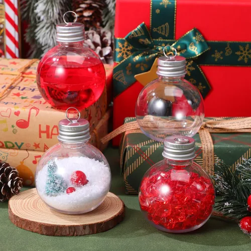 Vista 6 de Baluue 10 piezas de bolas de bebida de Navidad de 100 ml, adornos grandes de vaso de chupito de plástico transparente, adornos llenables para árbol