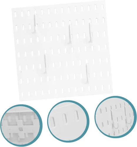 Vista 2 de OSALADI 1 juego de estante de plástico para agujeros de pared, organizador de almacenamiento para cocina y baño, incluye ganchos, fuerte capacidad