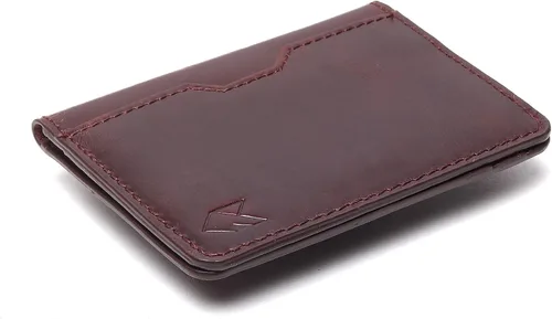 Vista 9 de FOXHACKLE Tarjetero de cuero de grano completo para hombres y mujeres, billetera delgada y plegable con bloqueo RFID, bolsillo frontal delgado Negro
