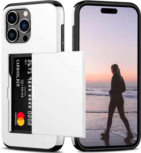 Vista 66 de Nvollnoe Compatible con iPhone 15 Funda con ranura para tarjetas, resistente, protectora de doble capa, a prueba de golpes, ranura oculta