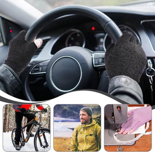 Vista 7 de Geyoga 3 pares de guantes de compresión para manos y artritis sin dedos, alivio de presión articular, para acolchar, costura, escribir, tareas