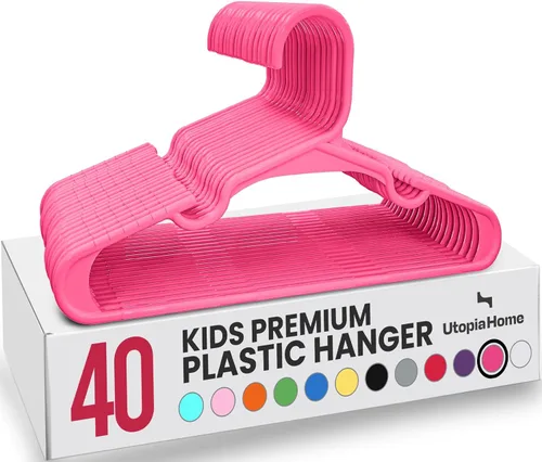 Vista 61 de Utopia Home - Perchas para niños, paquete de 20 perchas para armario de bebé de 11.5 pulgadas, color rosa bebé Perchas de plástico para bebés Se