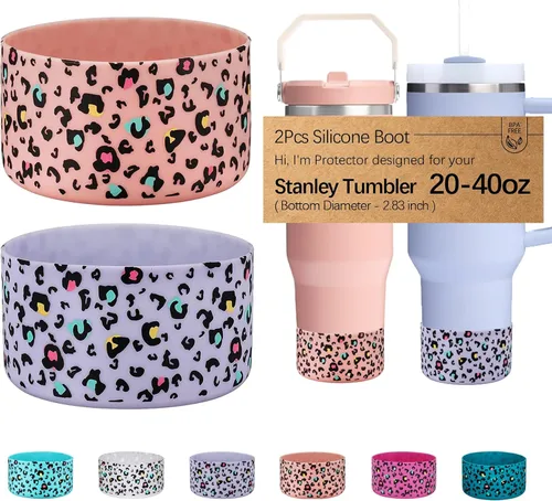 Vista 18 de WK IEASON 2 Piezas Protector de Base Tipo Bota para Vaso Stanley Quencher Adventure 40oz y Stanley IceFlow 20oz 30oz y Compatible con Botella de 3D