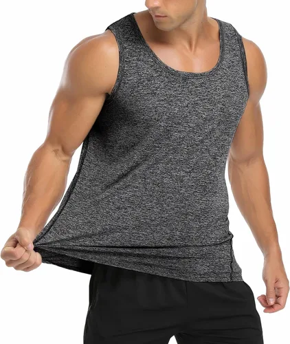 Vista 2 de Babioboa Paquete de 2 camisetas sin mangas de entrenamiento para hombre, para gimnasio, atletismo, culturismo, camiseta muscular