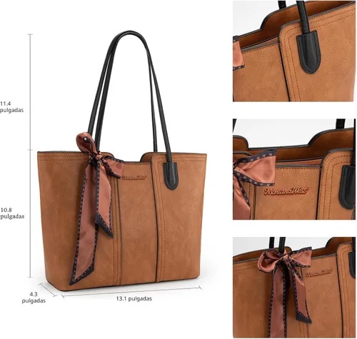 Vista 6 de Montana West - Bolsos de mano para mujer, bolso tipo satchel con asa superior mediana