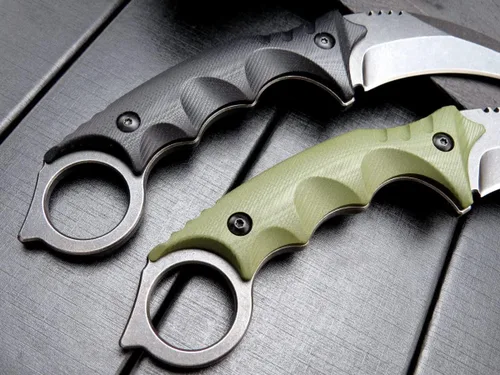 Vista 4 de Gtkii Cuchillo de garra Gtk111, hoja de acero D2, mango antideslizante G10, funda Kydex, afilado, campamento al aire libre, caza, herramienta EDC