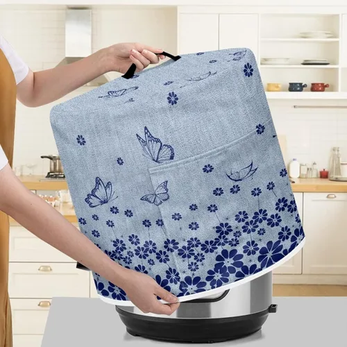 Vista 4 de Flashideas Funda floral para olla a presión para mujer, protección contra el polvo, cubierta de olla arrocera con aislamiento de mariposa con forro