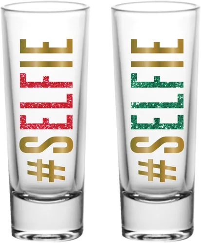 Vista 4 de Slant Collections Creative Brands - Juego de 2 vasos de chupito, 2 onzas, jefe/novio