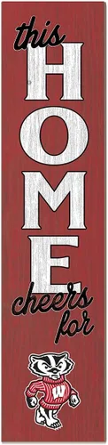 Vista 78 de KH Sports Fan Letrero de Alabama Crimson Tide This Home Cheers for Porch Leaner, 11 x 46 pulgadas, carmesí de marea carmesí; muestra tu espíritu