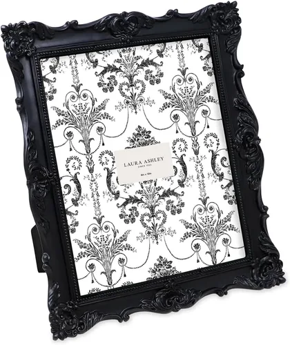 Vista 20 de Laura Ashley - Marco de fotos 2x3 negro con textura ornamentada hecho a mano en resina con caballete, para exhibición en mesa y pared, con diseño