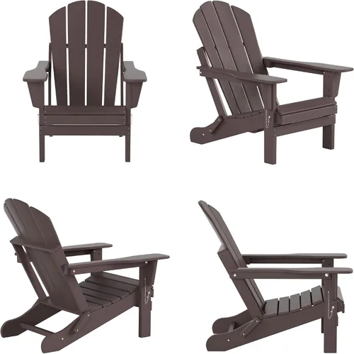 Vista 4 de WestinTrends Malibu - Silla de salón para exteriores, juego de 2 sillas Adirondack con otomana, sillas plegables de madera de polietileno para todo