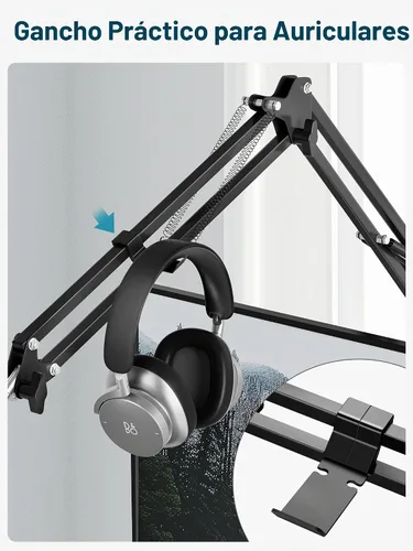 Vista 6 de InnoGear Soporte de micrófono de escritorio, brazo articulado aéreo giratorio 360° para micrófono con elevación alta para Blue Yeti Snowball HyperX