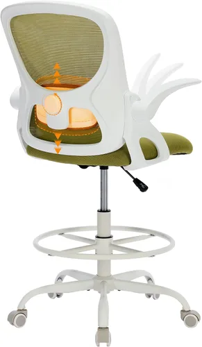 Vista 10 de LukkDys Silla de dibujo con brazos, silla de oficina alta para escritorios