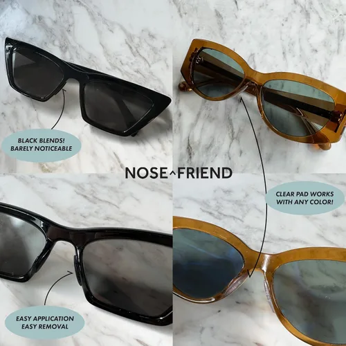 Vista 2 de NOSE FRIEND® 10 pares (negro y transparente), almohadillas de nariz de 0.047 pulgadas (0.047 in) de grosor para gafas, antideslizantes, puente