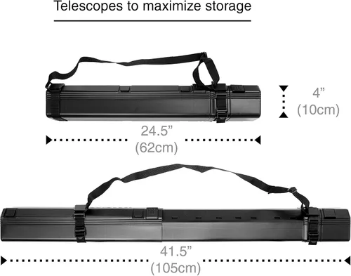 Vista 2 de VViViD Tubo telescópico de plástico negro para dibujo y cartera (25-41")