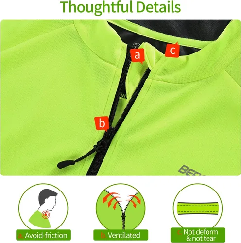 Vista 5 de BERGRISAR Camisetas básicas de ciclismo para hombre, manga corta, para bicicleta de montaña, con bolsillos con cremallera