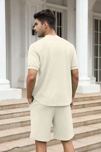 Vista 37 de FZNHQL Conjunto deportivo de moda para hombre, 2 piezas, casual, atlético, para correr, manga corta/larga, conjunto para hombre