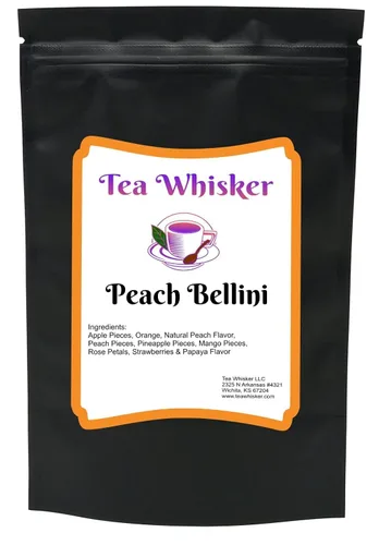 Vista 3 de Tea Whisker Ingredientes naturales 100% del té de hierbas de la hoja floja Bellini del melocotón de 4oz sin cafeína