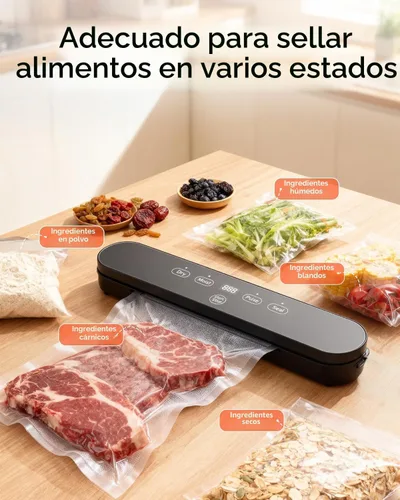 Vista 6 de Máquina selladora al vacío de 75 kPa, sellador al vacío compacto para alimentos, sellador de alimentos 4 en 1, temporizador digital, húmedo/seco