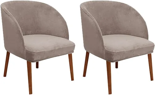 Vista 14 de Juego de 2 fundas de terciopelo elástico para sillas de comedor, con respaldo curvo moderno, protector de silla para sala de estar, dormitorio, Beige