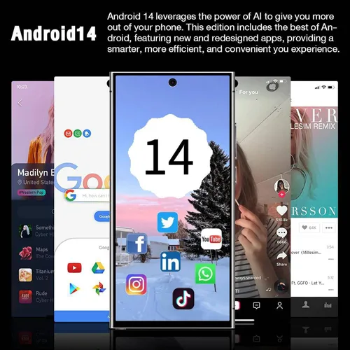 Vista 7 de C24 Ultra, teléfono celular Android 14.0, teléfonos desbloqueados, batería de 6800 mAh, teléfono móvil de carga rápida, teléfono celular 5G, 8